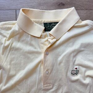 Vintage Amen Corner Mens Polo Pima Cotton Masters Golf Butter Yellow shirt M